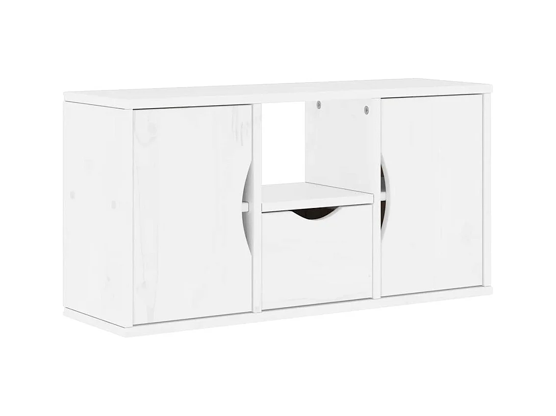 Meubles TV 5 pièces avec rangement ODDA blanc bois de pin massif