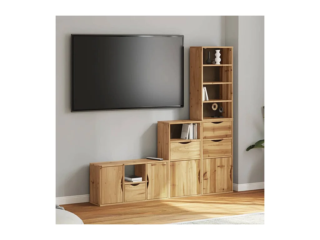 Meubles TV 4 pièces avec rangement ODDA bois de pin massif