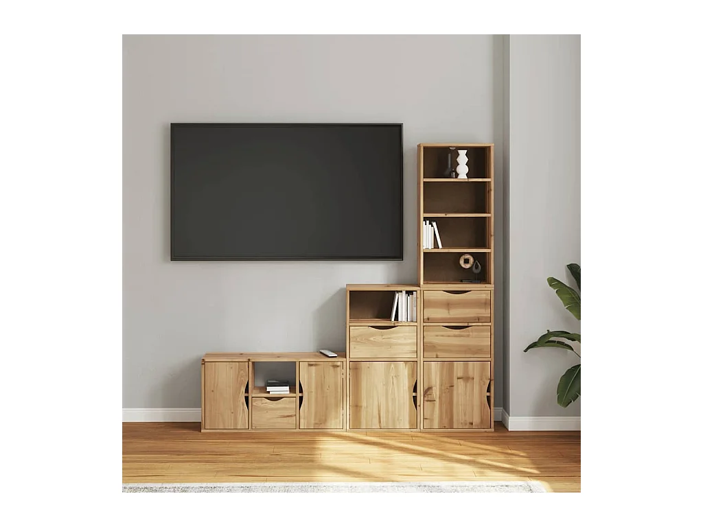 Meubles TV 4 pièces avec rangement ODDA bois de pin massif