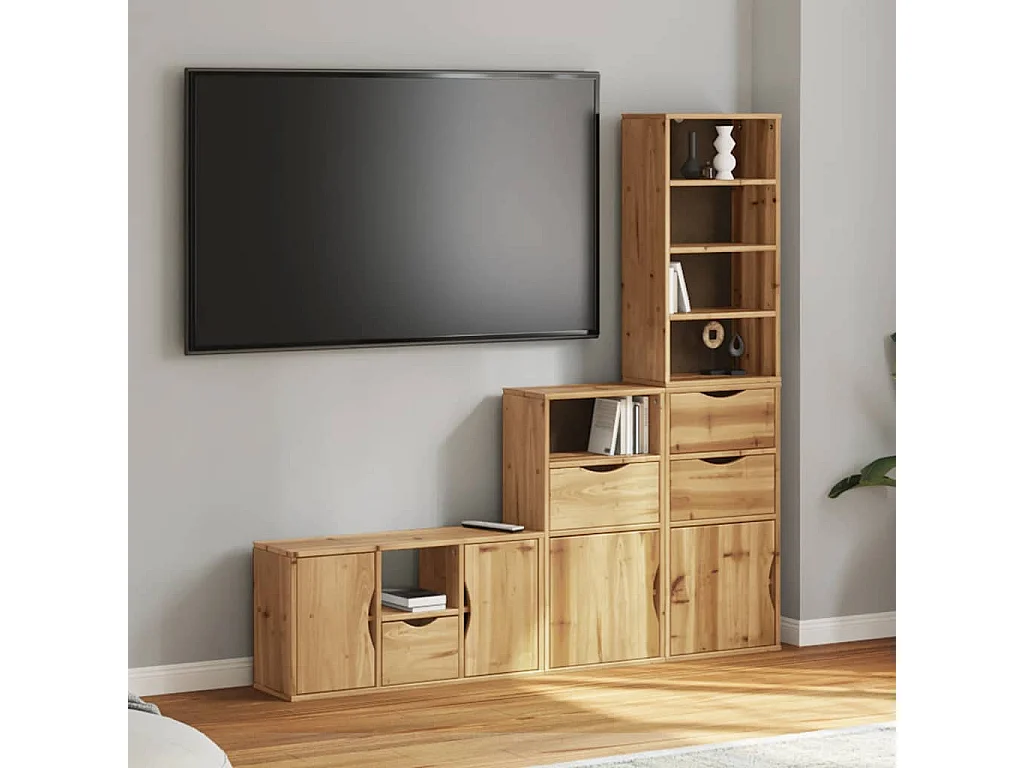 Meubles TV 4 pièces avec rangement ODDA bois de pin massif