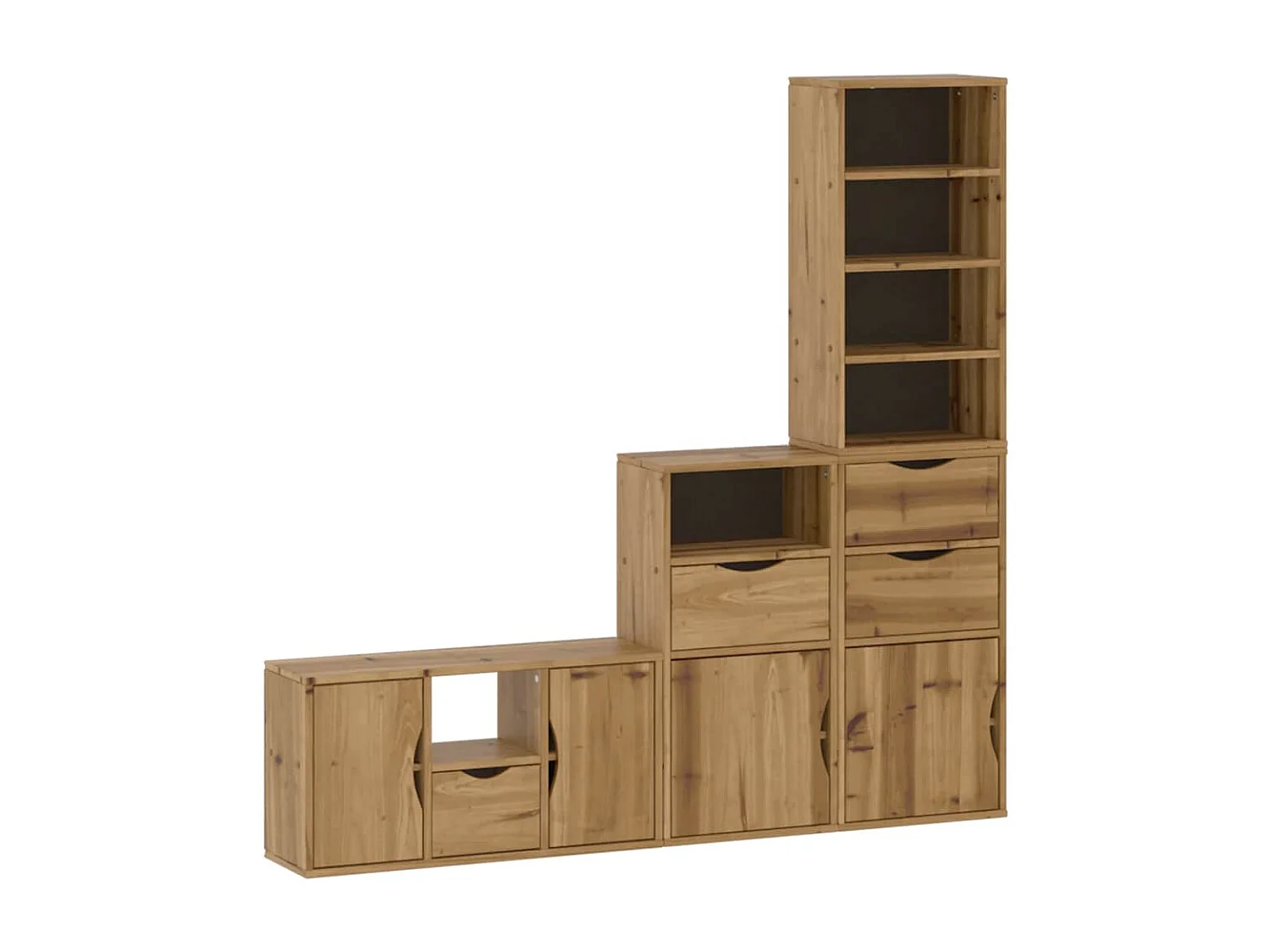 Meubles TV 4 pièces avec rangement ODDA bois de pin massif