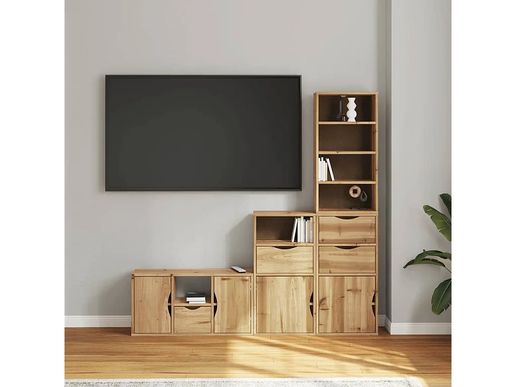 Meubles TV 4 pièces avec rangement ODDA bois de pin massif