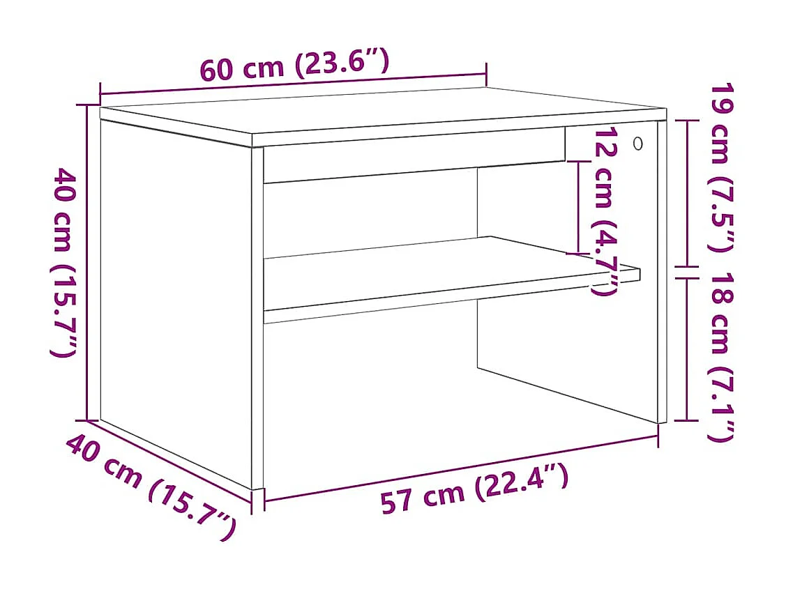 Meuble TV chêne marron 60x40x40 cm bois d'ingénierie