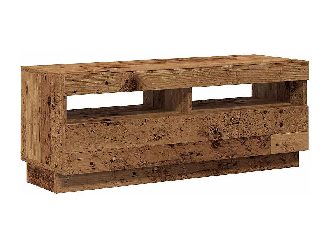 Meuble TV avec lumières LED vieux bois bois d'ingénierie