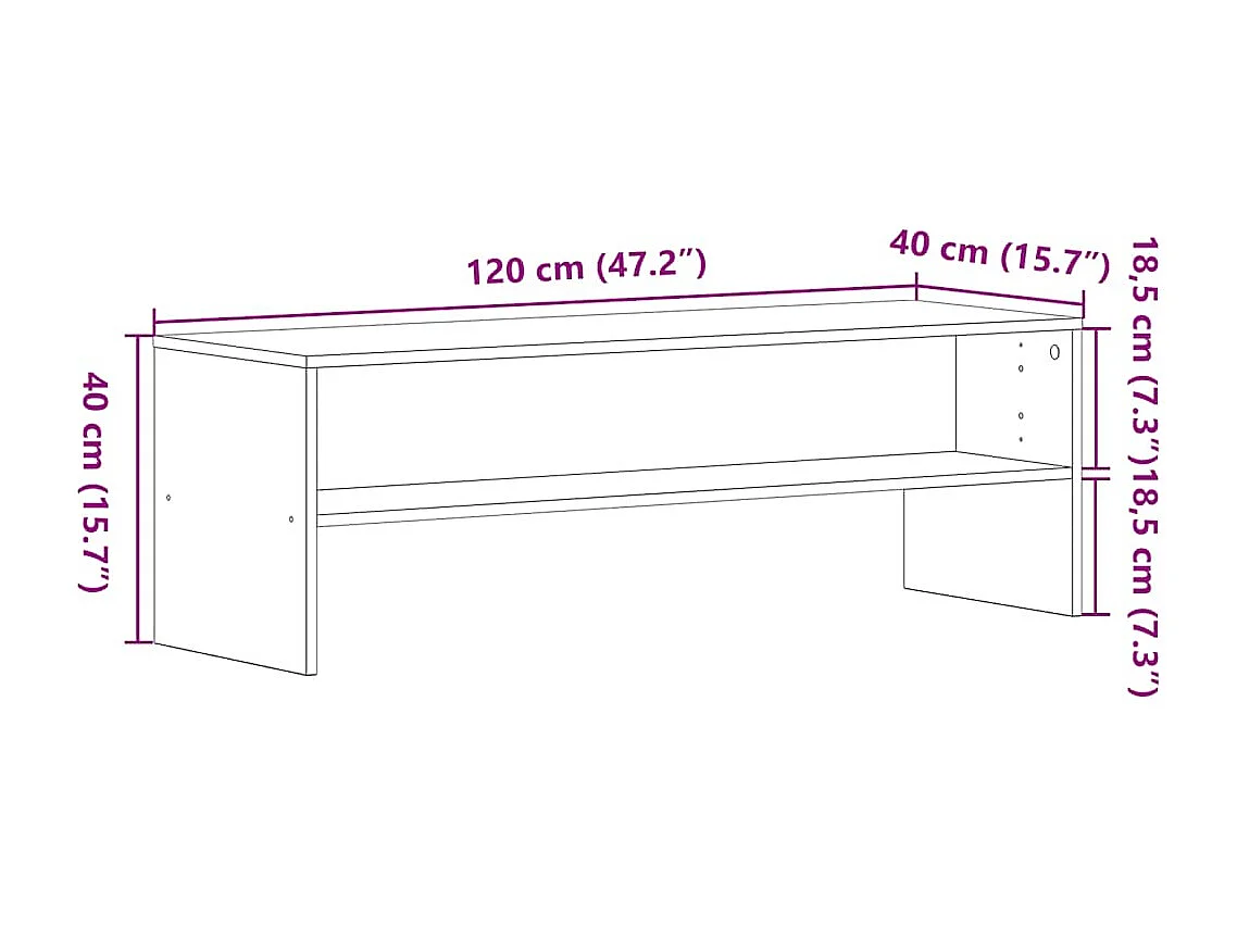 Meuble TV chêne noir 120x40x40 cm bois d'ingénierie