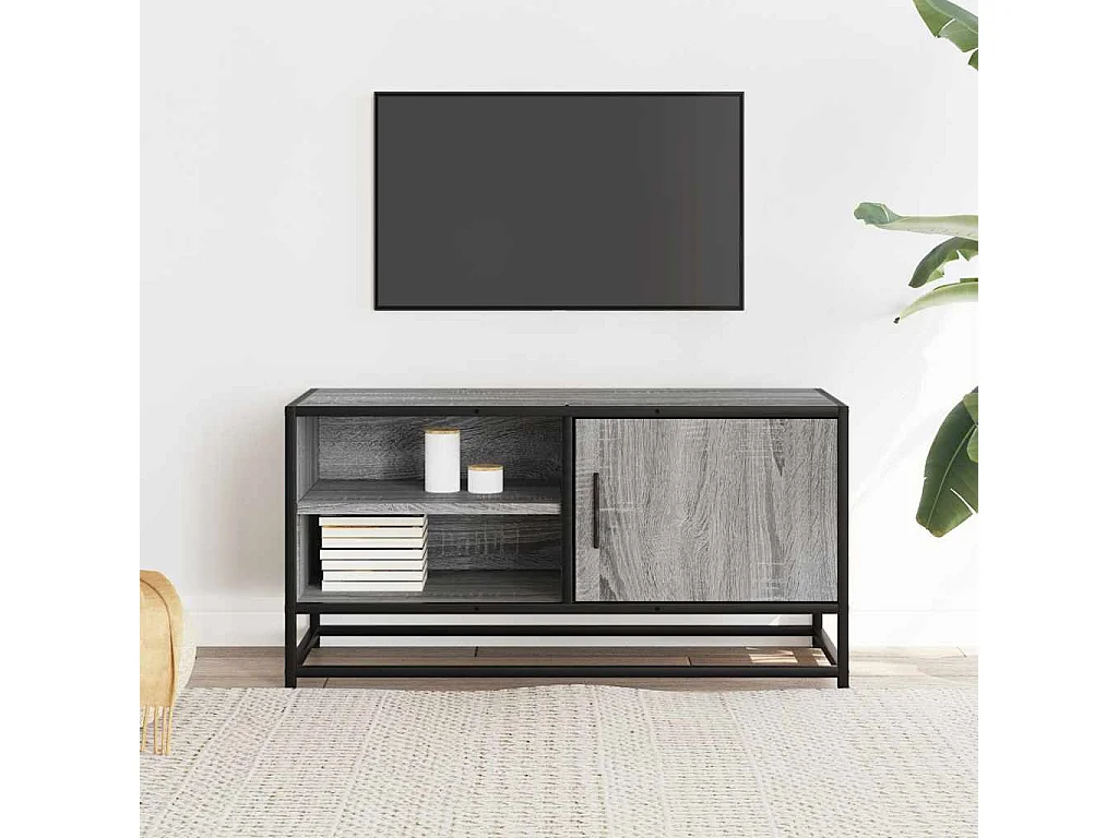 Meuble TV sonoma gris 80x34,5x40 cm bois d'ingénierie et métal