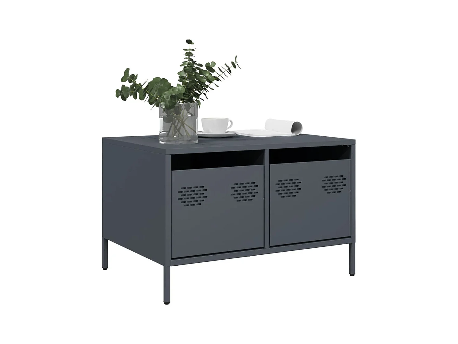 Meuble TV anthracite 68x50x43,5 cm acier laminé à froid