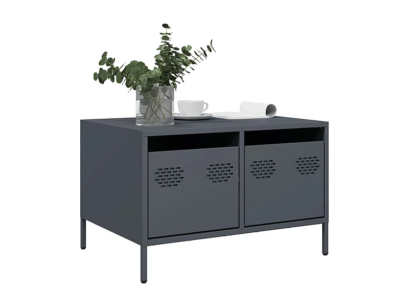 Meuble TV anthracite 68x50x43,5 cm acier laminé à froid