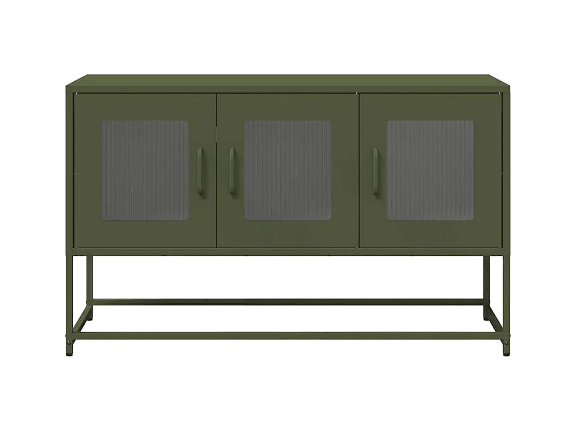 Mueble TV acero laminado en frío verde oliva 100,5x39x60,5 cm