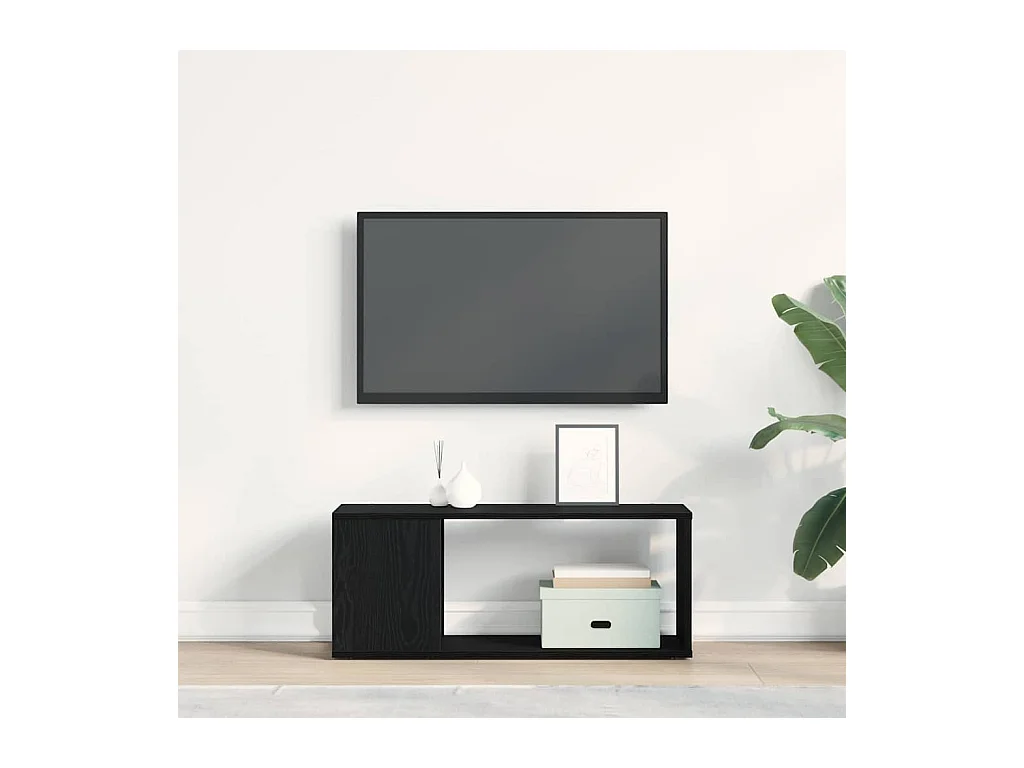 Meuble TV Noir 80 x 24 x 32 cm Bois d'ingénierie