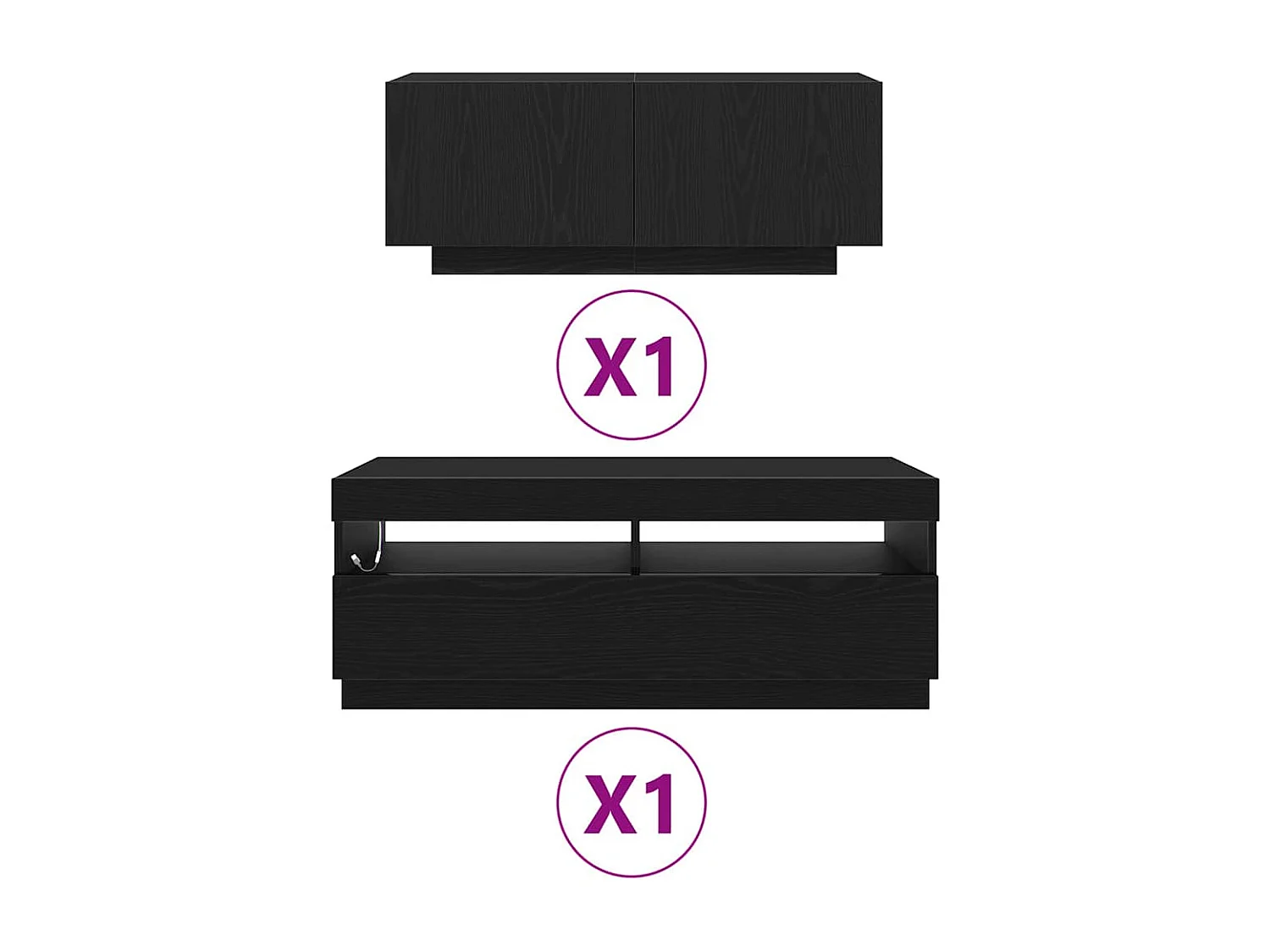 Gabinete para TV 2 peças Preto 200 x 35 x 40 cm