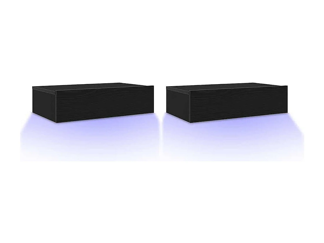 Meubles TV avec éclairage LED 2 pièces Chêne noir 60 x 35 x 15,5 cm