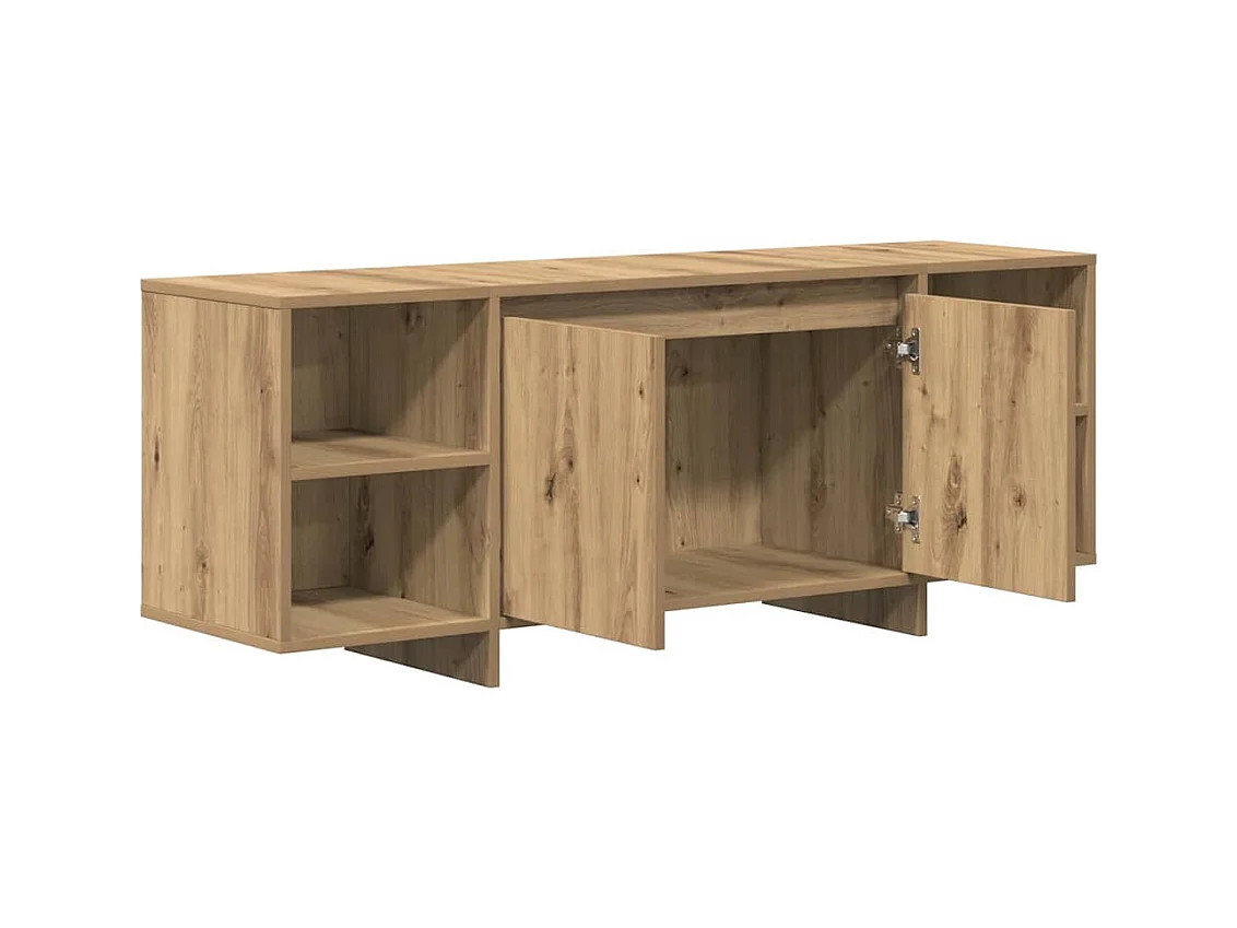 Meuble TV chêne artisanal 130x35x50 cm bois d'ingénierie