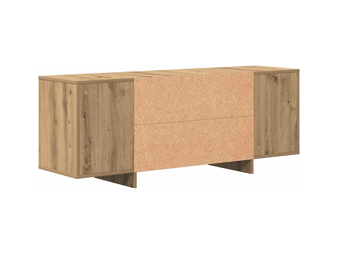 Meuble TV chêne artisanal 130x35x50 cm bois d'ingénierie