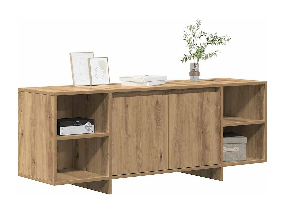 Meuble TV chêne artisanal 130x35x50 cm bois d'ingénierie