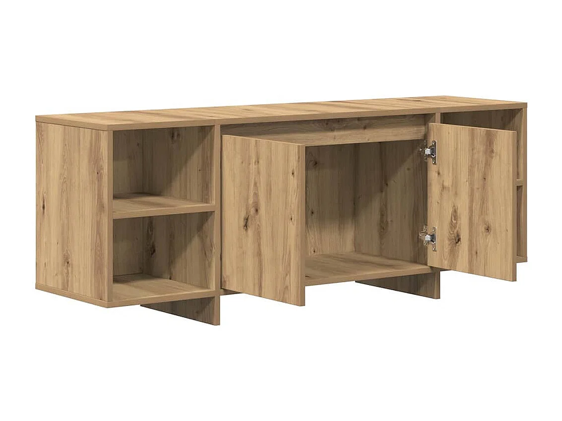 Meuble TV chêne artisanal 130x35x50 cm bois d'ingénierie