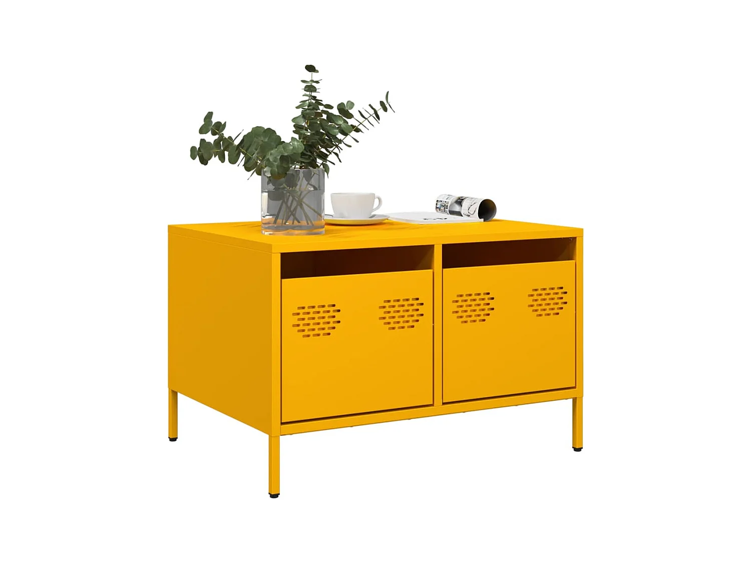 Mueble TV acero laminado en frío amarillo mostaza 68x50x43,5 cm