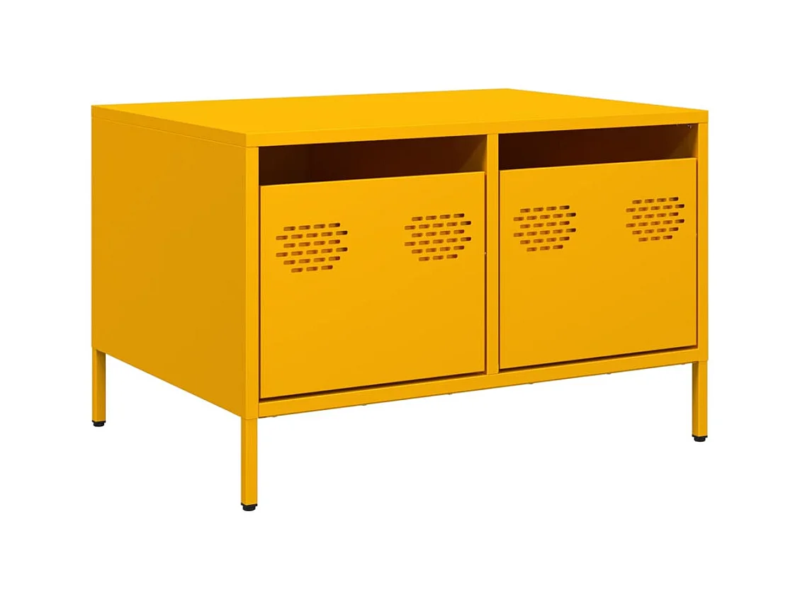 Meuble TV jaune moutarde 68x50x43,5 cm acier laminé à froid