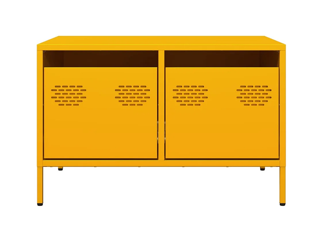 Meuble TV jaune moutarde 68x50x43,5 cm acier laminé à froid