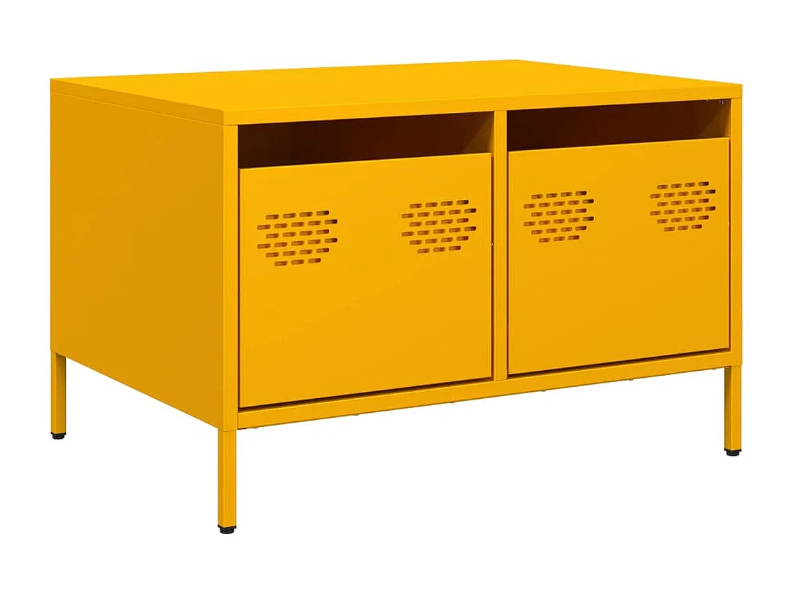 Meuble TV jaune moutarde 68x50x43,5 cm acier laminé à froid