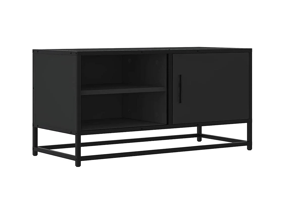 Meuble TV noir 80x34,5x40 cm bois d'ingénierie et métal