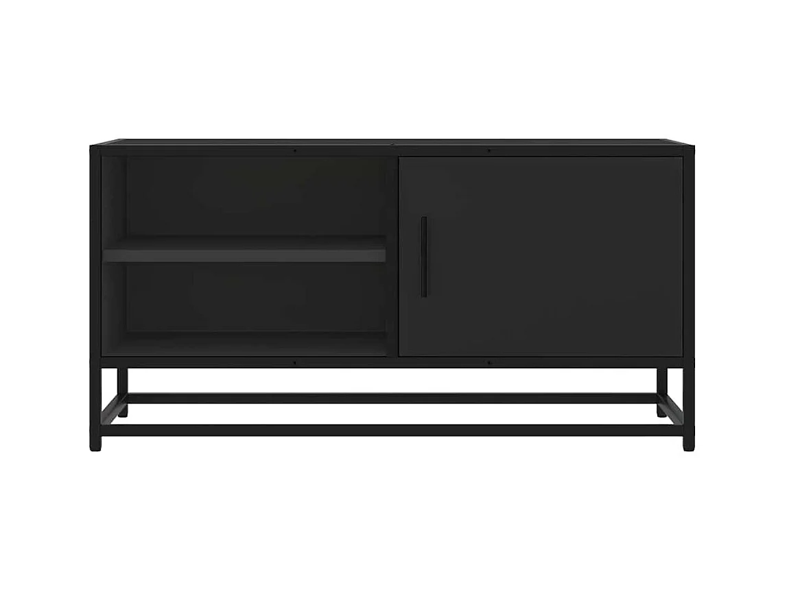Meuble TV noir 80x34,5x40 cm bois d'ingénierie et métal