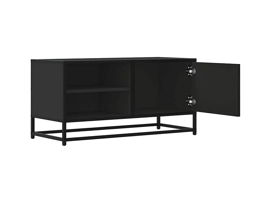 Meuble TV noir 80x34,5x40 cm bois d'ingénierie et métal