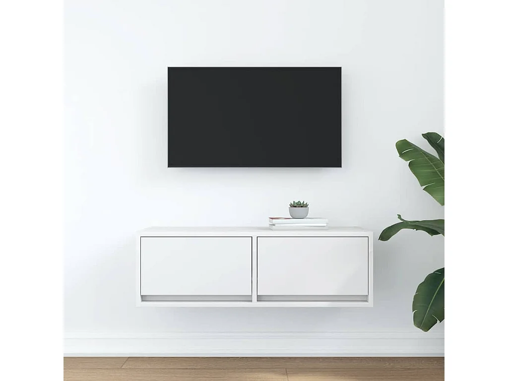 Meuble TV blanc 80x31x25,5 cm bois d'ingénierie