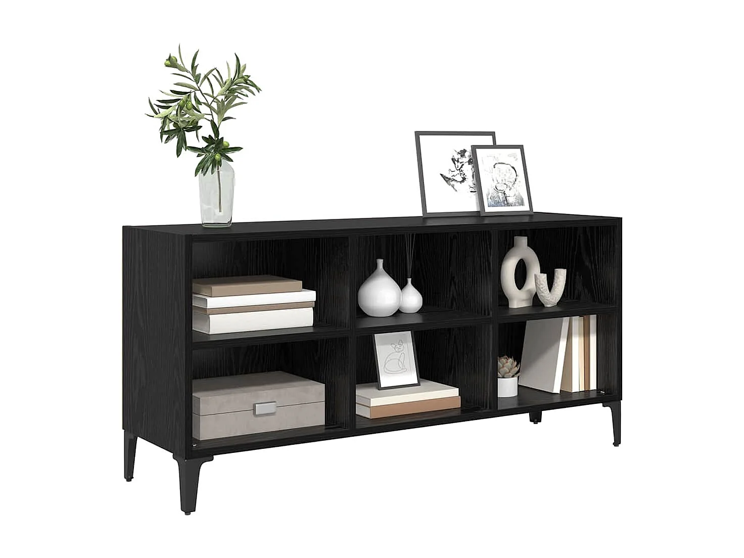 Meuble TV Noir 69.5 x 30 x 50 cm Bois d'ingénierie