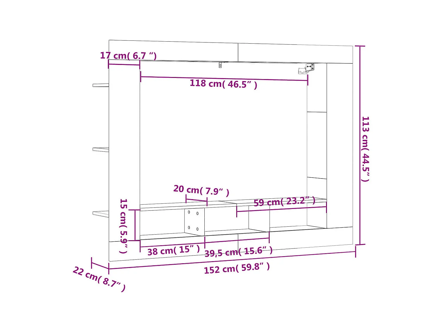 Mueble para TV madera de ingeniería roble marrón 152x22x113 cm