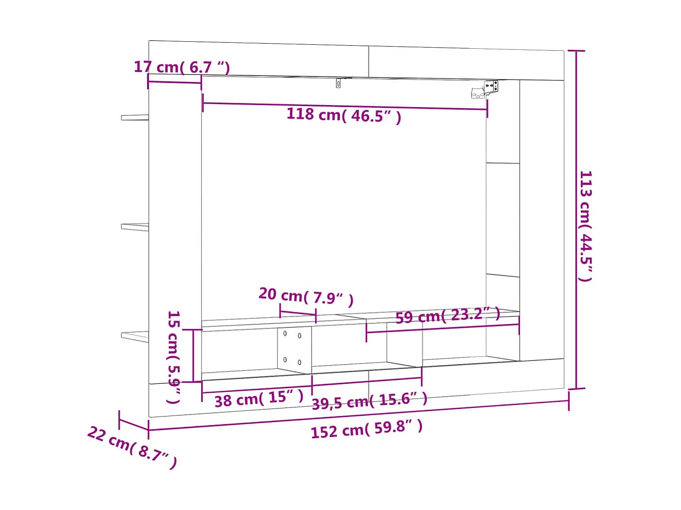 Mueble para TV madera de ingeniería roble marrón 152x22x113 cm