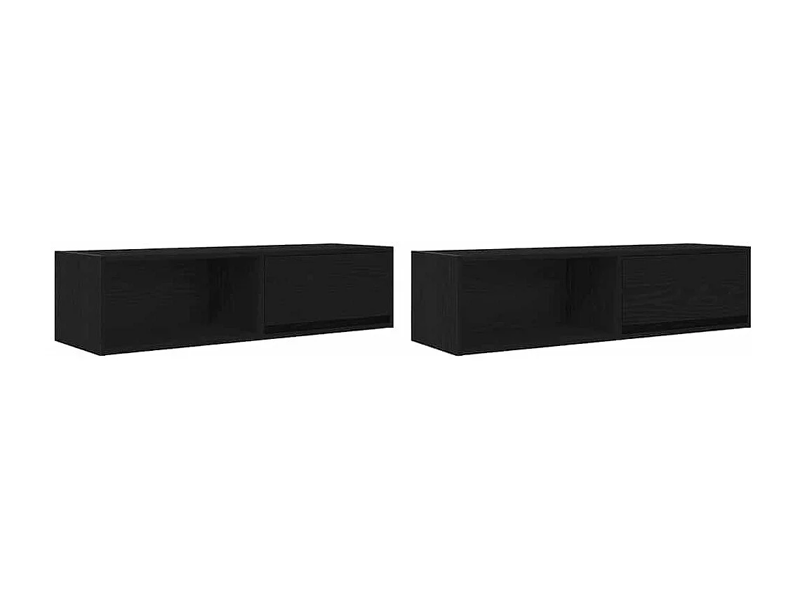 Meuble TV 2 pièces chêne noir 100x31x25,5 cm bois d'ingénierie