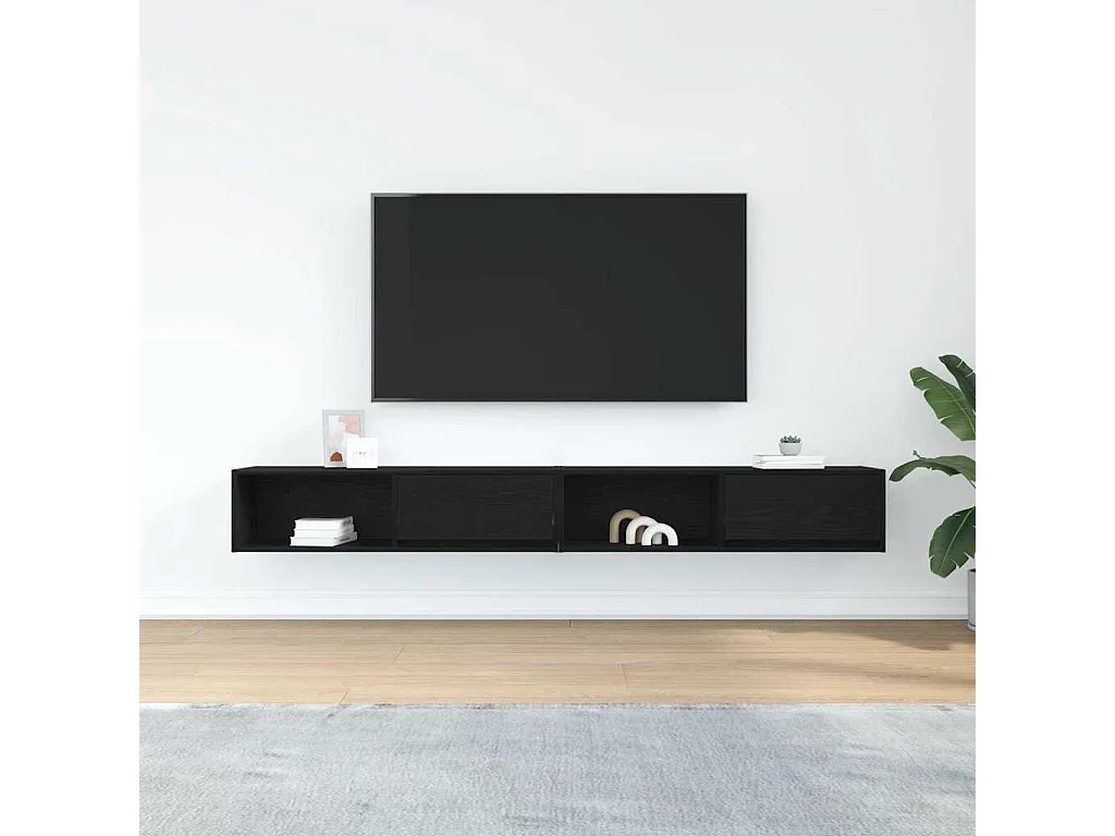 Meuble TV 2 pièces chêne noir 100x31x25,5 cm bois d'ingénierie