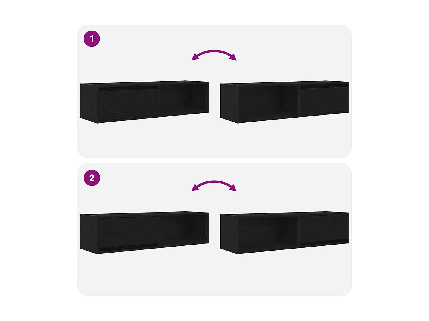 Meuble TV 2 pièces chêne noir 100x31x25,5 cm bois d'ingénierie