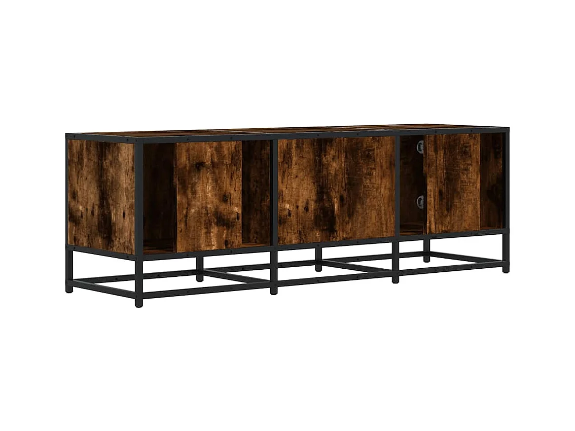 Meuble TV chêne fumé 120x35x41 cm bois d'ingénierie et métal