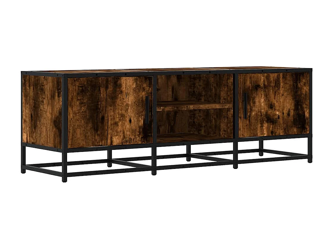 Meuble TV chêne fumé 120x35x41 cm bois d'ingénierie et métal