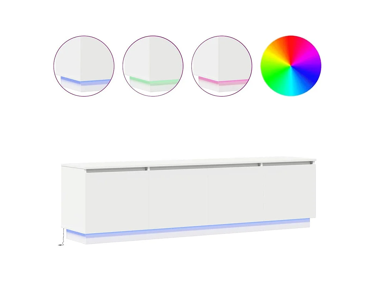 Meuble TV avec LED Blanc 180 x 38 x 49 cm Bois d'ingénierie