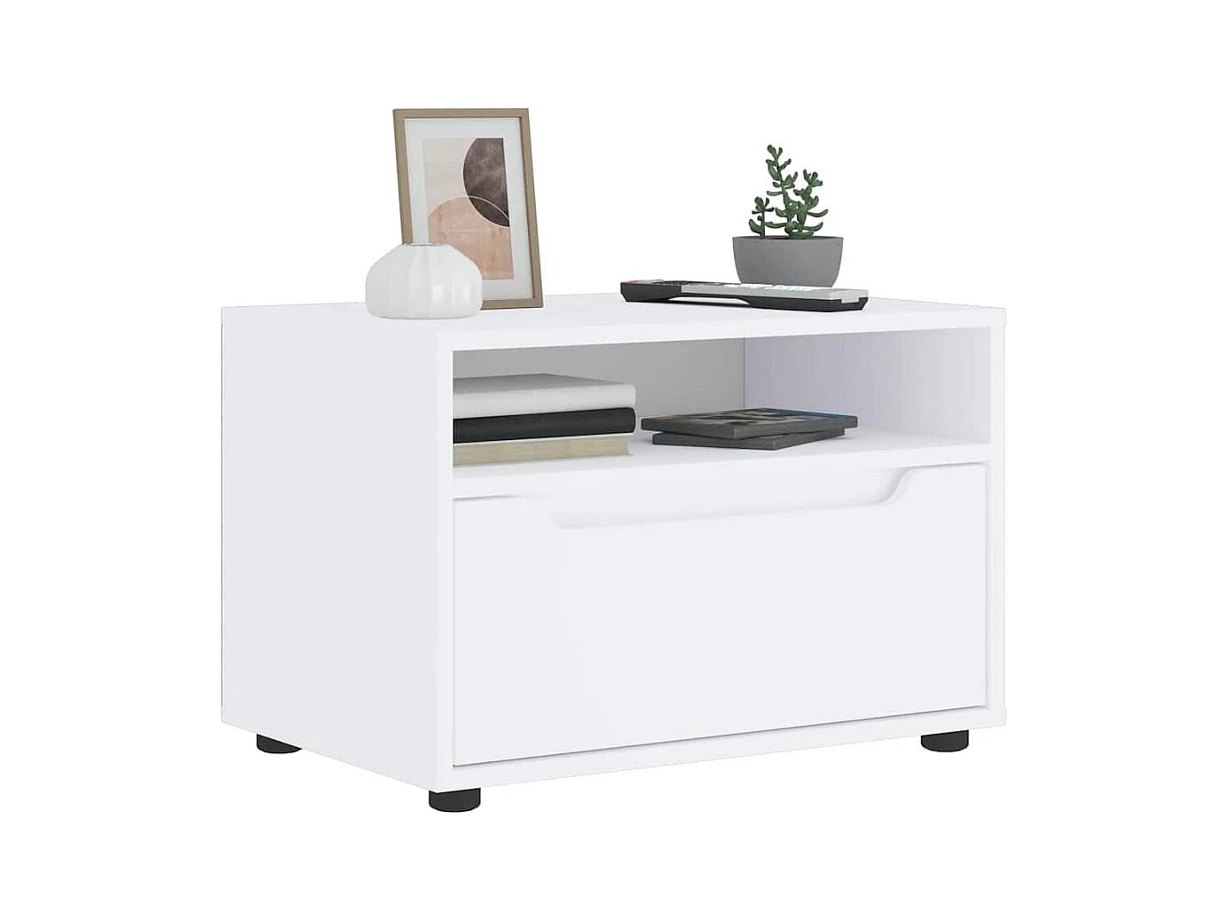 Móvel TV VISNES derivados de madeira branco 60x40x38 cm