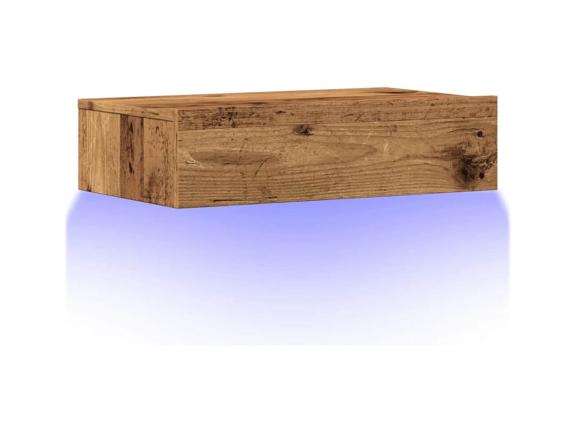 Meuble TV avec éclairage LED vieux bois 60x35x15,5 cm