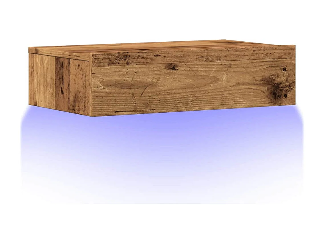 Meuble TV avec éclairage LED vieux bois 60x35x15,5 cm