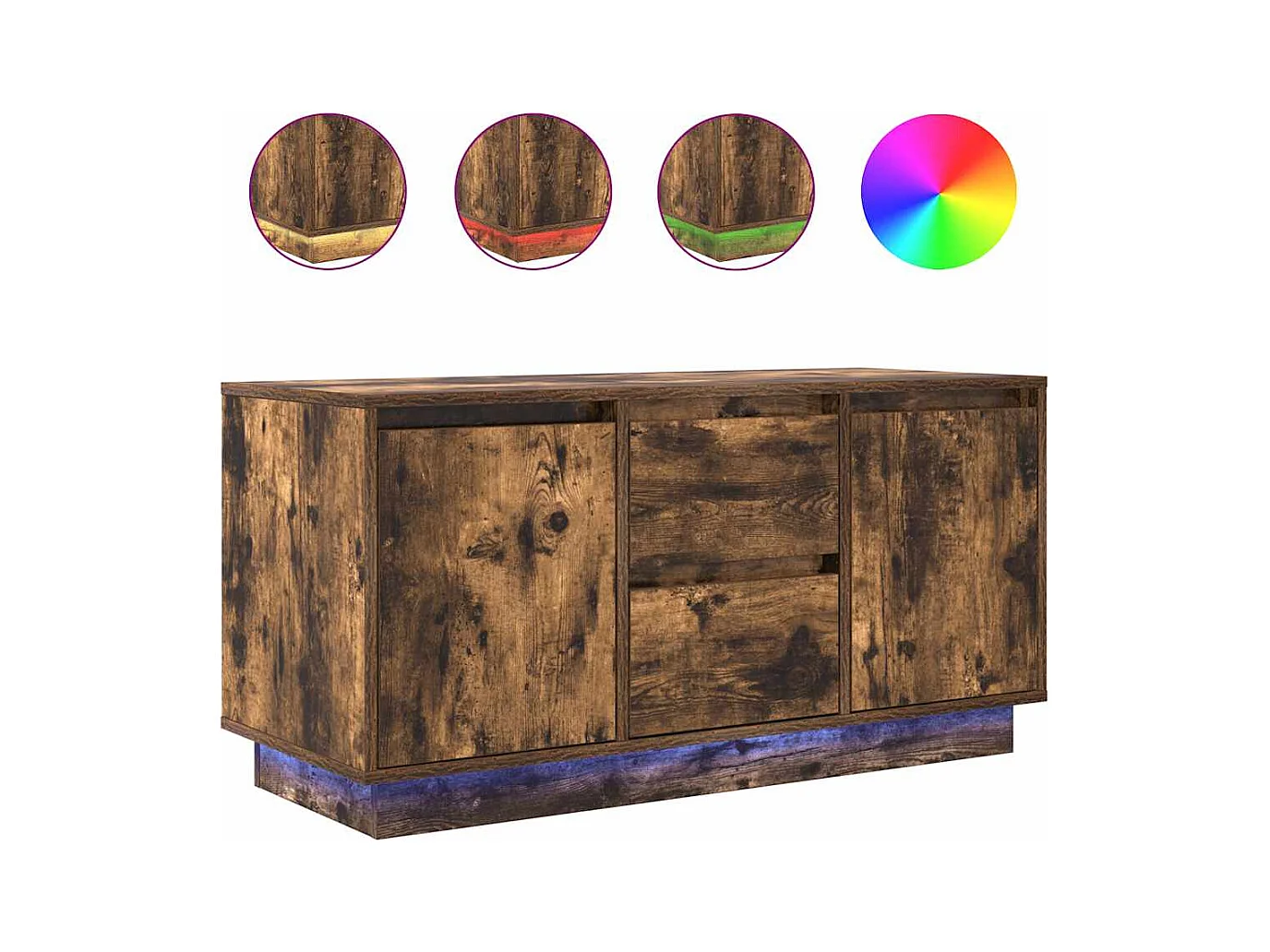 Mueble de TV con luces LED roble ahumado 100x41x50 cm