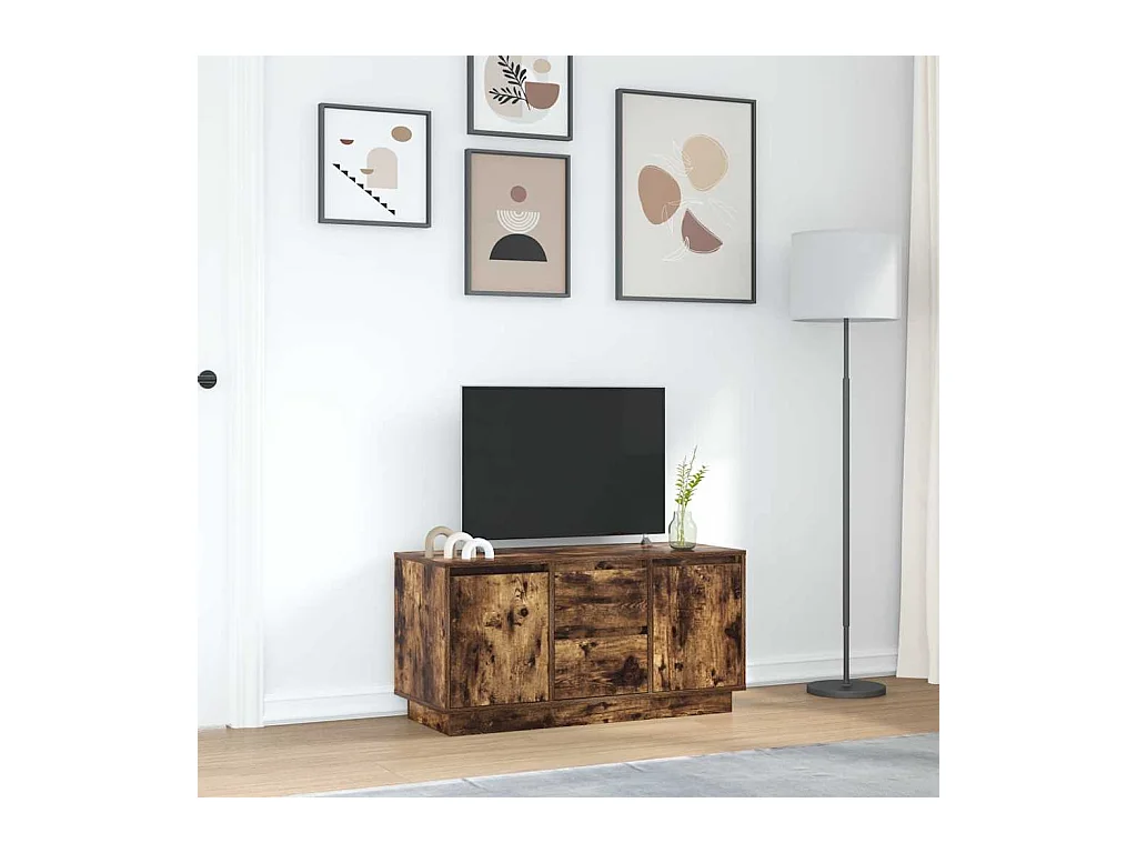 Mueble de TV con luces LED roble ahumado 100x41x50 cm