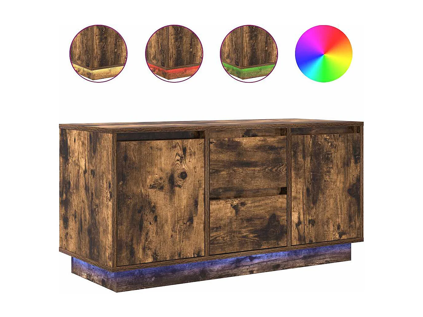 Meuble TV avec lumières LED chêne fumé 100x41x50 cm