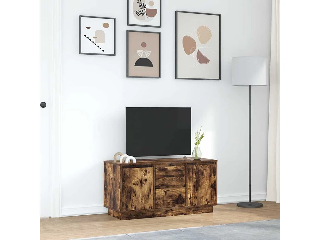 Meuble TV avec lumières LED chêne fumé 100x41x50 cm