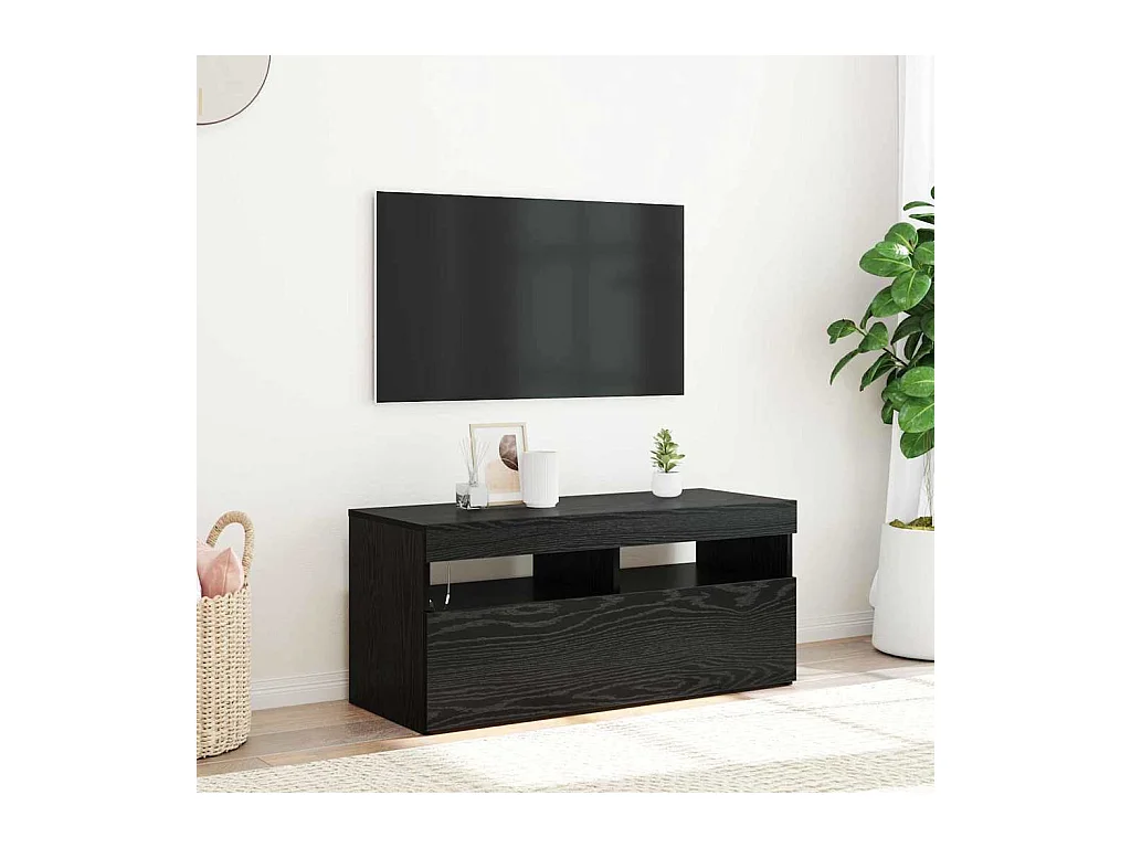 Meuble TV Noir 90 x 35 x 40 cm Bois d'ingénierie