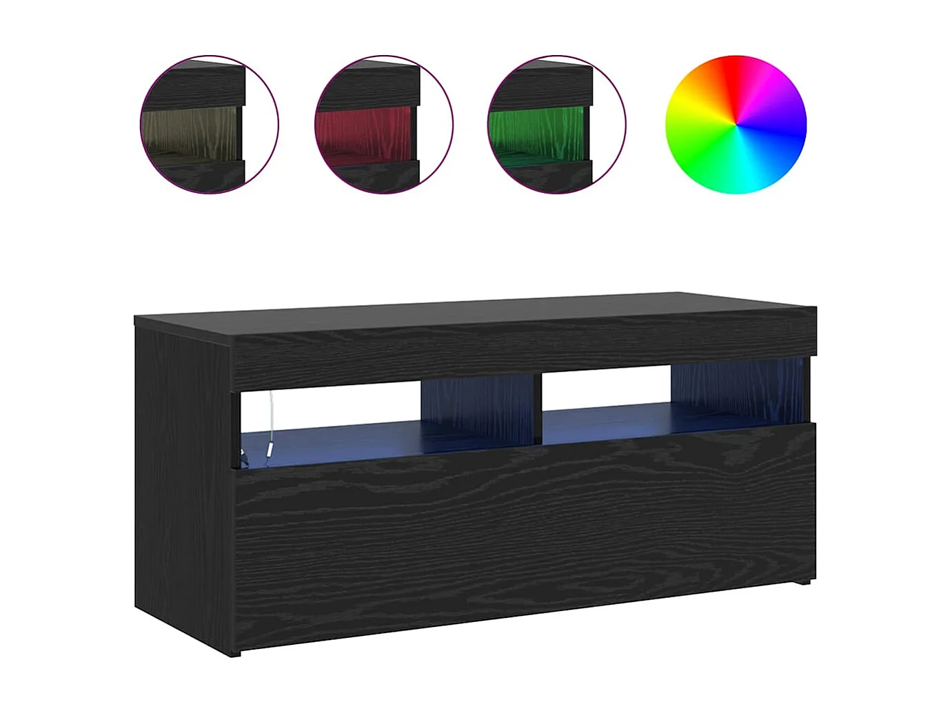 Meuble TV Noir 90 x 35 x 40 cm Bois d'ingénierie