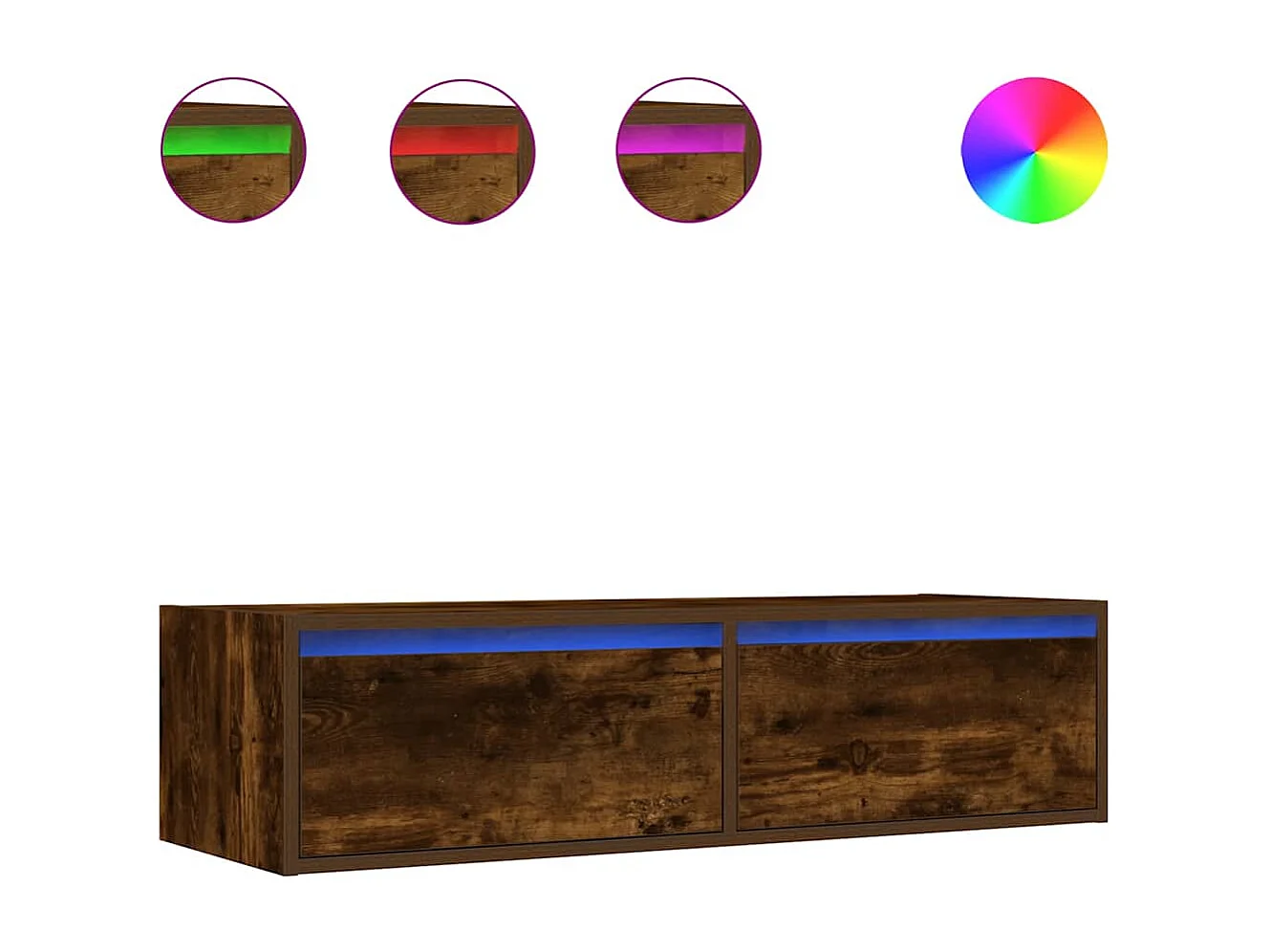 Meuble TV avec lumières LED chêne fumé 100X35,5x25 cm