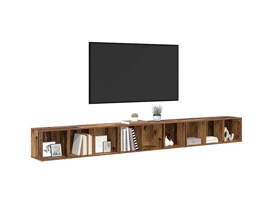 Meuble TV 3 pièces Bois ancien 37 x 35 x 107.5 cm Bois stratifié