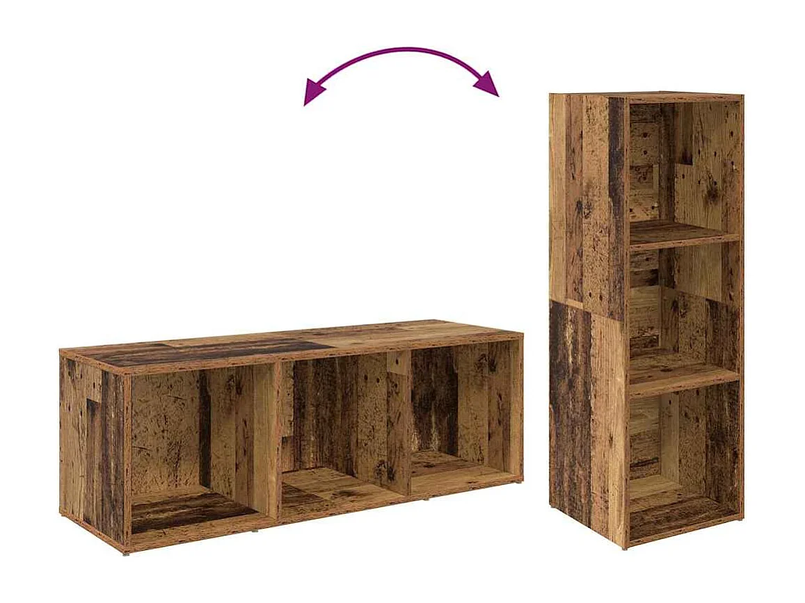 Meuble TV 3 pièces Bois ancien 37 x 35 x 107.5 cm Bois stratifié