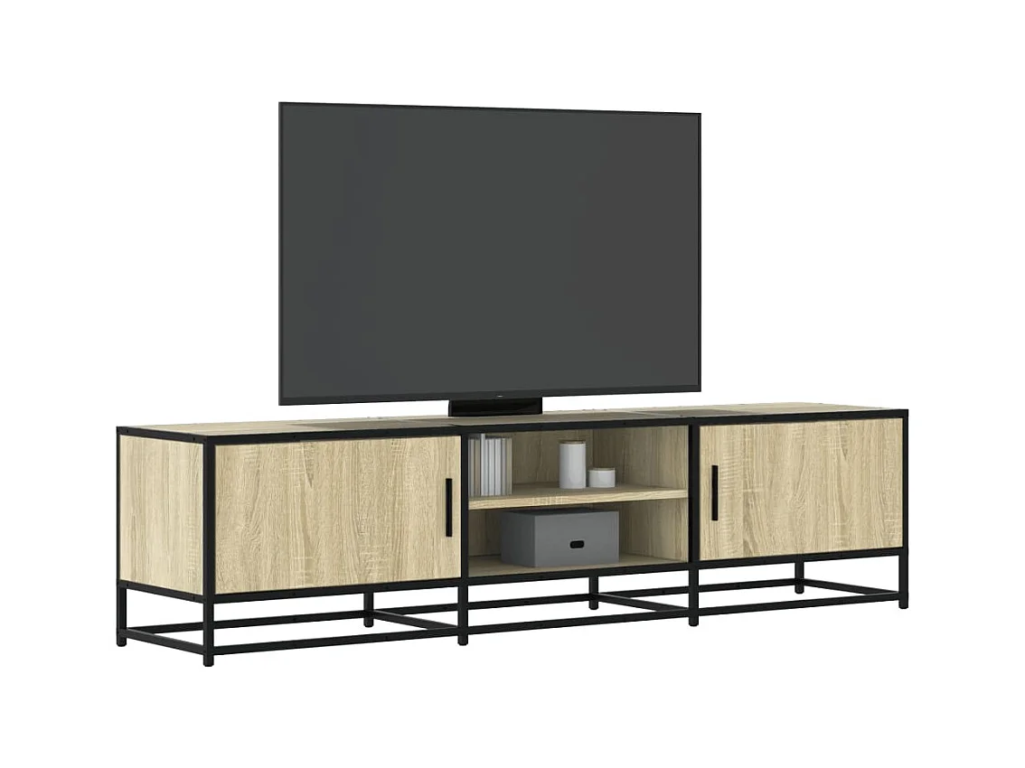 Meuble TV chêne sonoma 160x35x41 cm bois d'ingénierie et métal